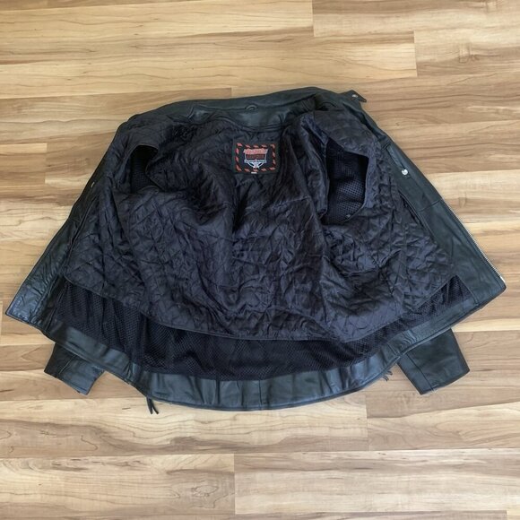 Interstate Leather Biker Motorcycle Riding Jacket Black Mens 3XL Quilted Lined - Picture 9 of 16